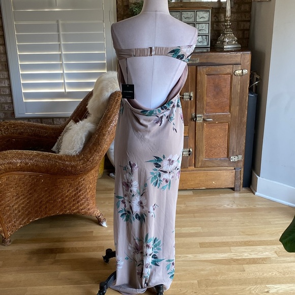 JLUXLABEL STRAPLESS FLORAL MAXI DRESS LARGE NEW - Picture 4 of 8